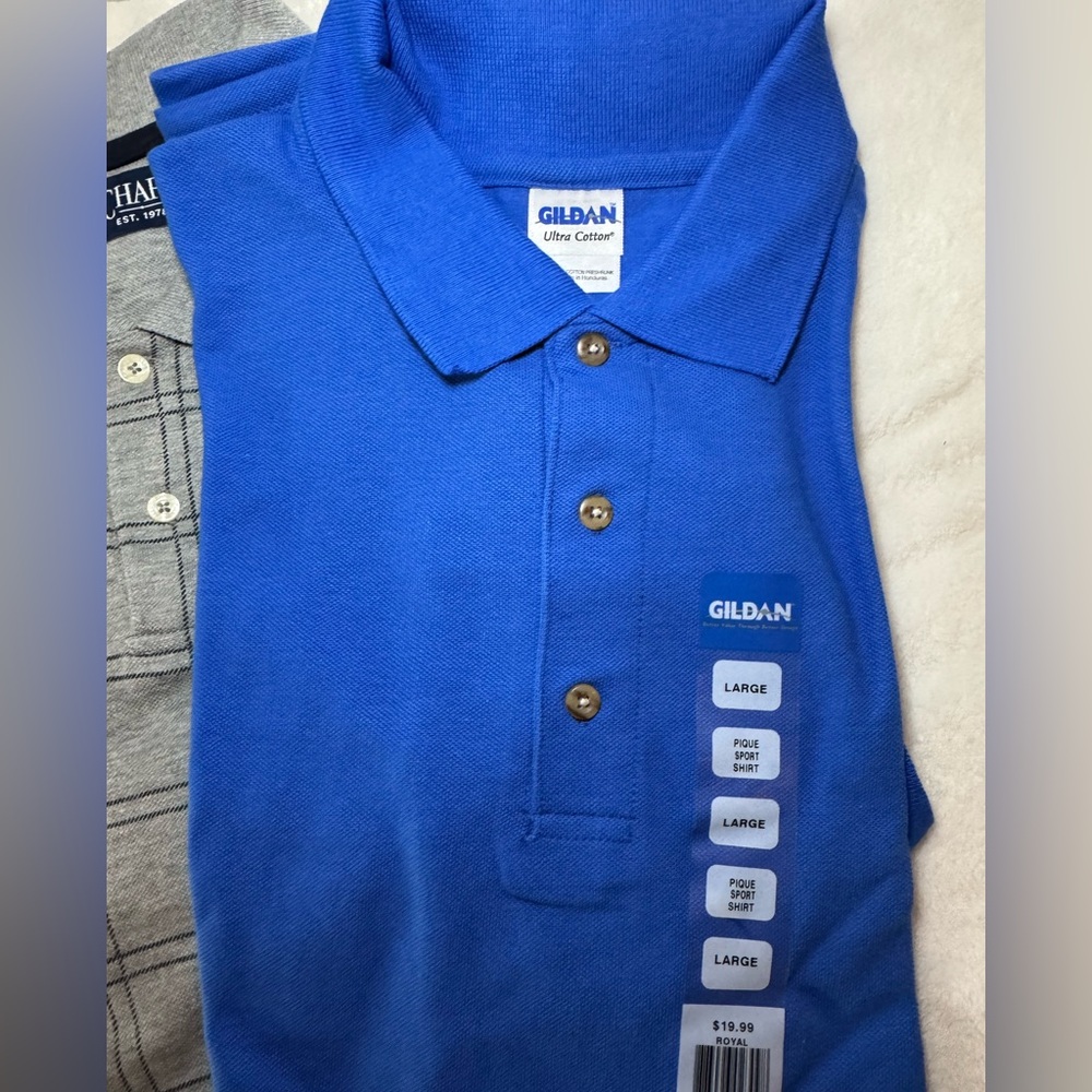 NWT Lot of Men’s Short Sleeve Polo Shirts Size Large Blue, Red, Grey, Beige - Picture 4 of 13